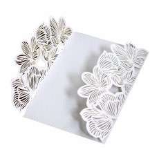 Wholesale White Laser Invitation Holder Rose-hollowed Pattern